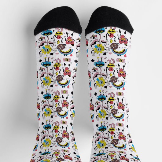Niedliches Doodle-Muster Socken (Oben)