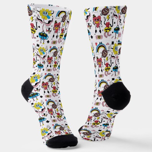 Niedliches Doodle-Muster Socken (Gewinkelt)