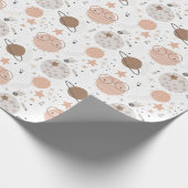 Niedliches Doodle-Planet-Muster Geschenkpapier (Ecke)