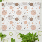 Niedliches Doodle-Planet-Muster Geschirrtuch (Gefaltet)