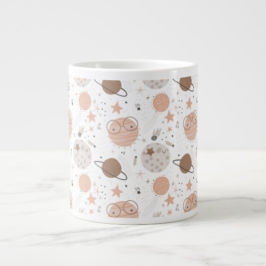 Niedliches Doodle-Planet-Muster Jumbo-Tasse (Vorderseite)