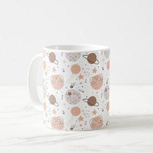 Niedliches Doodle-Planet-Muster Kaffeetasse