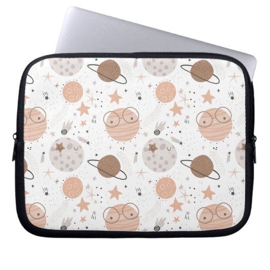 Niedliches Doodle-Planet-Muster Laptopschutzhülle (Vorderseite)