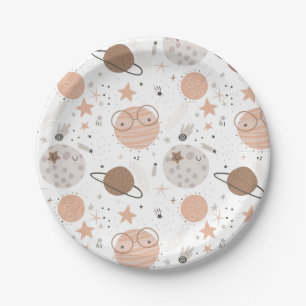Niedliches Doodle-Planet-Muster Pappteller
