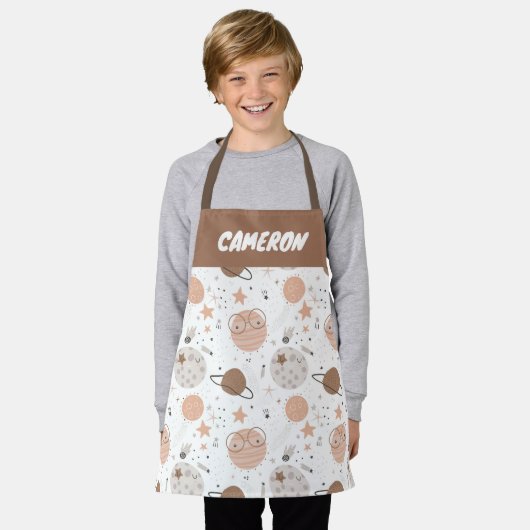 Niedliches Doodle-Planet-Muster Schürze (Getragen)