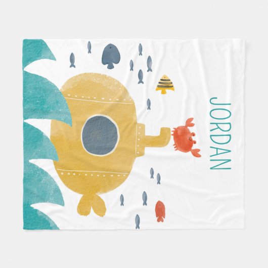 Niedliches Doodle-U-Boot | Entdecken Fleecedecke (Vorderseite (Horizontal))