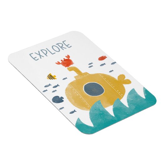 Niedliches Doodle-U-Boot | Entdecken Magnet (Rechte Seite)