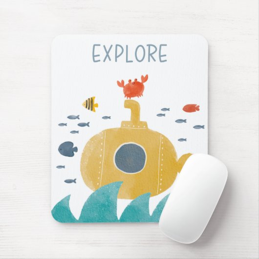 Niedliches Doodle-U-Boot | Entdecken Mousepad (Mit Mouse)