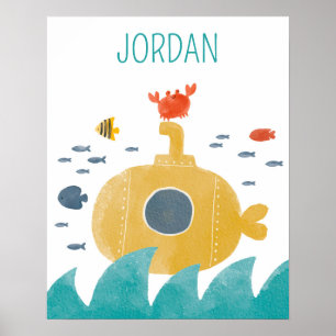 Niedliches Doodle-U-Boot Entdecken Poster