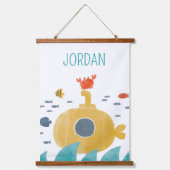 Niedliches Doodle-U-Boot | Entdecken Wandteppich Mit Holzrahmen (Vorderseite)