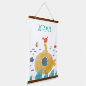 Niedliches Doodle-U-Boot | Entdecken Wandteppich Mit Holzrahmen (Gewinkelt)