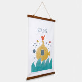 Niedliches Doodle-U-Boot | Entdecken Wandteppich Mit Holzrahmen (Gewinkelt)