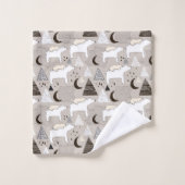 Niedliches Doodle-Waldbärmuster Badhandtuch Set (Waschlappen)