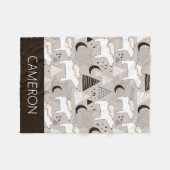 Niedliches Doodle-Waldbärmuster Fleecedecke (Vorderseite (Horizontal))