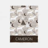 Niedliches Doodle-Waldbärmuster Fleecedecke (Vorderseite)