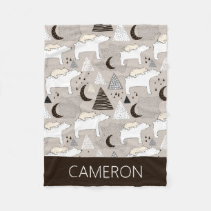 Niedliches Doodle-Waldbärmuster Fleecedecke