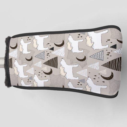 Niedliches Doodle-Waldbärmuster Golf Headcover (Vorderseite)