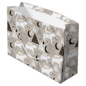 Niedliches Doodle-Waldbärmuster Große Geschenktüte (Rückseite Schrägansicht)