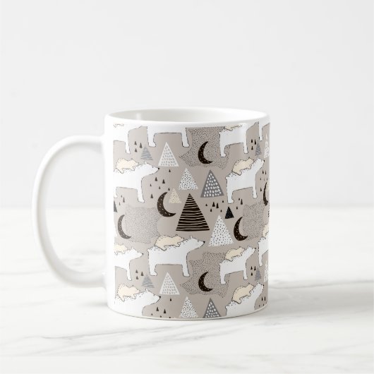 Niedliches Doodle-Waldbärmuster Kaffeetasse (Links)