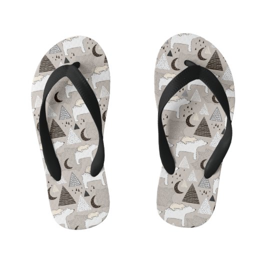 Niedliches Doodle-Waldbärmuster Kinderbadesandalen (Fußbett)