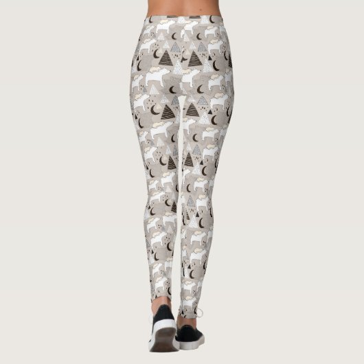 Niedliches Doodle-Waldbärmuster Leggings (Rückseite)