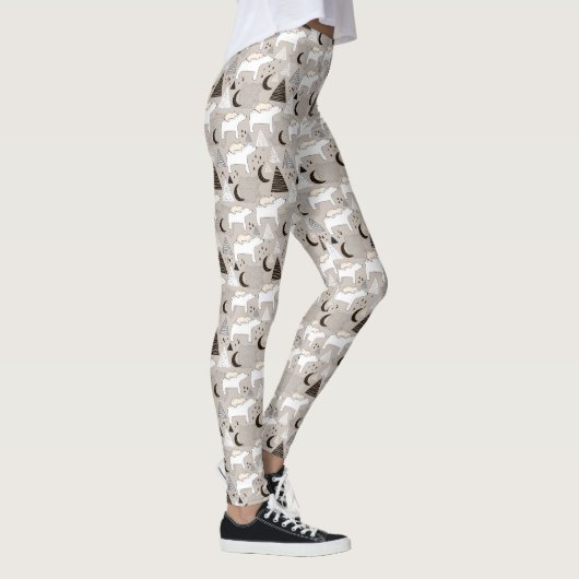 Niedliches Doodle-Waldbärmuster Leggings (Rechts)