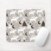 Niedliches Doodle-Waldbärmuster Mousepad (Mit Mouse)