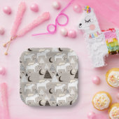 Niedliches Doodle-Waldbärmuster Pappteller (Party)