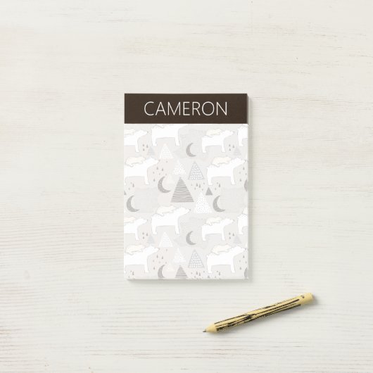 Niedliches Doodle-Waldbärmuster Post-it Klebezettel (Auf Schreibtisch)