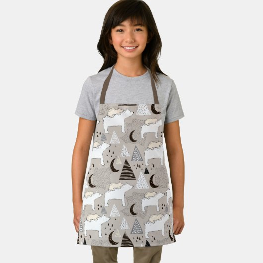 Niedliches Doodle-Waldbärmuster Schürze (Insitu)