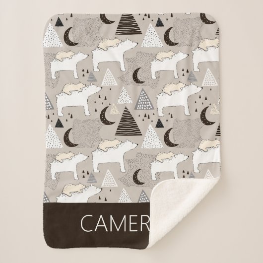 Niedliches Doodle-Waldbärmuster Sherpadecke (Vorderseite)