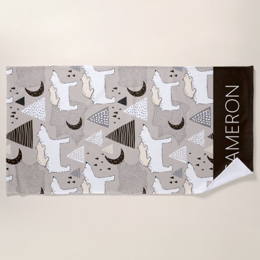Niedliches Doodle-Waldbärmuster Strandtuch (Vorderseite)