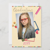 Niedliches DoppelFoto Mittelschule Abschluss Einladung (Vorderseite)