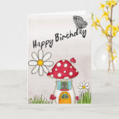 Niedliches Dorffest zum Geburtstag Karte (Gelbe Blume)