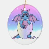 Niedliches Drache-Baby im gebrochenen Ei - Keramikornament (Links)