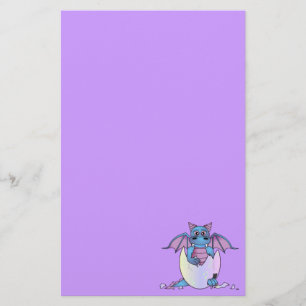 Niedliches Drache-Baby im gebrochenes Ei-lila Briefpapier