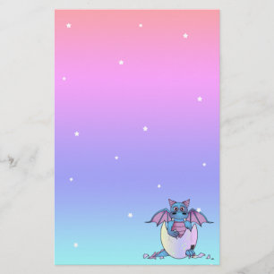 Niedliches Drache-Baby in gebrochenem Briefpapier