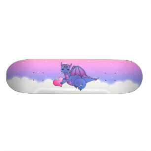 Niedliches Drache-Herz-Blau - Rosa - lila Skateboard