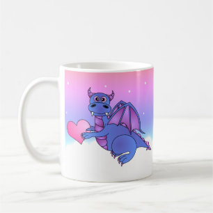 Niedliches Drache-Herz-Tassen-Blau - Rosa - lila Kaffeetasse