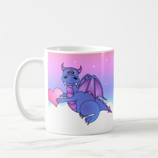 Niedliches Drache-Herz-Tassen-Blau - Rosa - lila Kaffeetasse (Links)