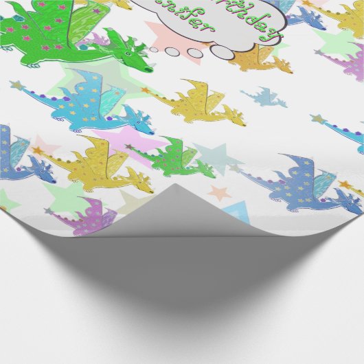 Niedliches Drache-Muster Geschenkpapier (Ecke)