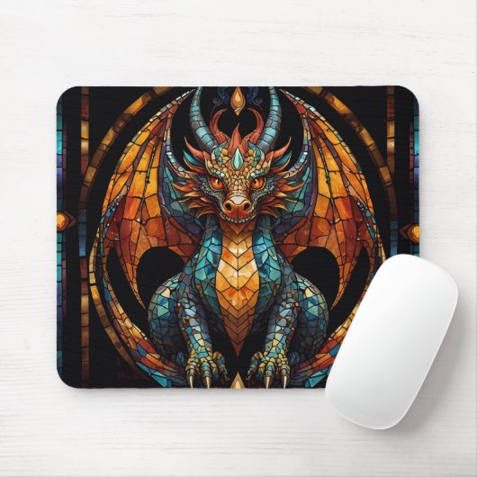 Niedliches Drachenmosaikdesign Mousepad (Mit Mouse)