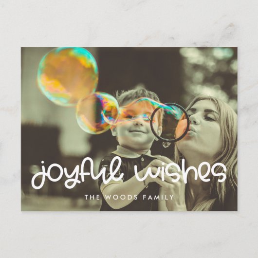 Niedliches Drehbuch Freude wünscht Foto Postkarte (Vorderseite)