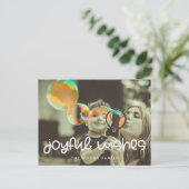 Niedliches Drehbuch Freude wünscht Foto Postkarte (Stehend Vorderseite)