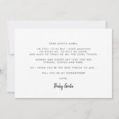 Niedliches Drehbuch Godmutsvorlage Fotokarte Einladung (Rückseite)