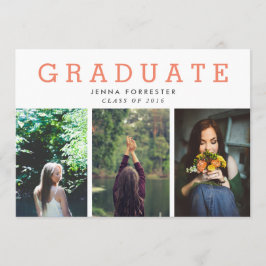 Niedliches Drehbuch Graduate Drei Foto Koralle Einladung