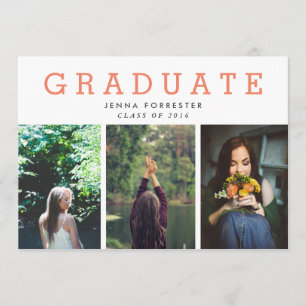 Niedliches Drehbuch Graduate Drei Foto Koralle Einladung