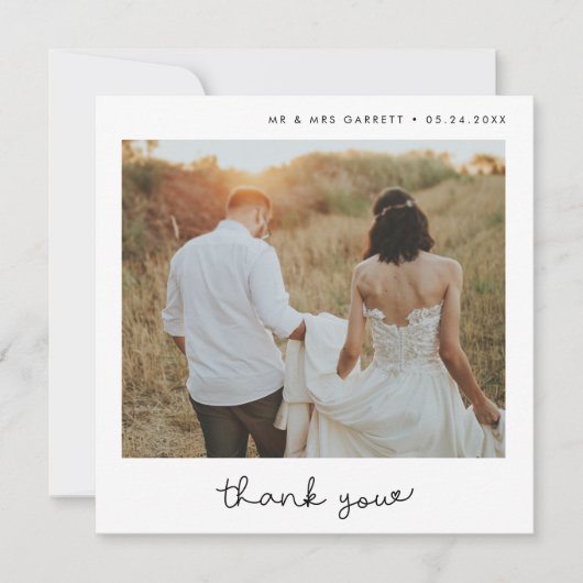 Niedliches Drehbuch Hochzeitsplatz Danke Karte (Vorderseite)