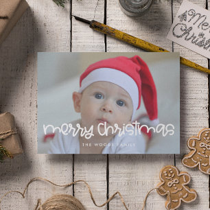 Niedliches Drehbuch Merry Christmas Foto Feiertagskarte