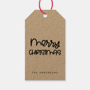 Niedliches Drehbuch Merry Christmas kraft Geschenkanhänger